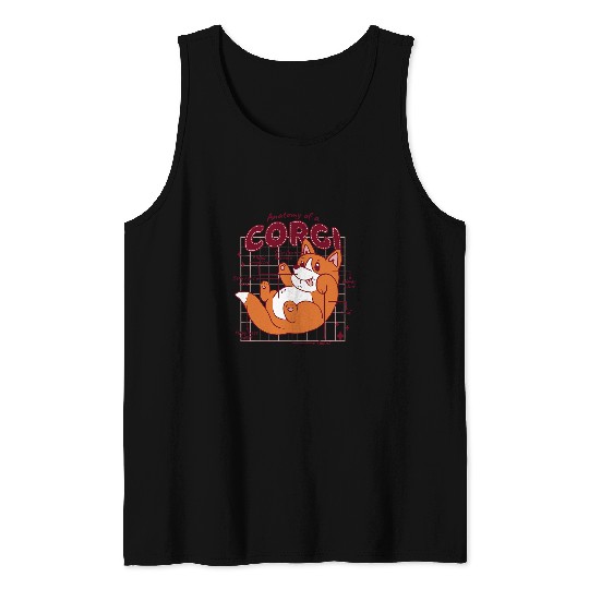 Anatomy of Corgi Educational Illustration for Dog Lovers Tank Tops