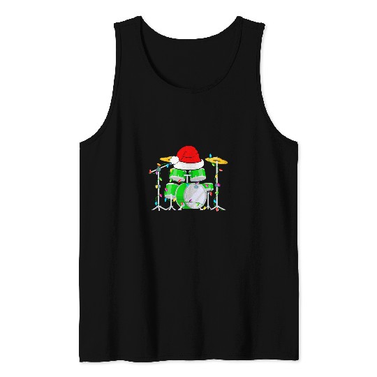 Drums Christmas Music Instrument Band Drummer Rock Xmas Tank Tops