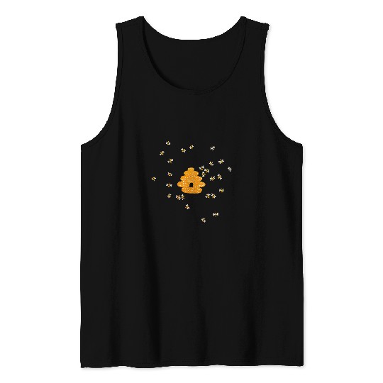 Drawing Bee Hive Abstract Tank Tops