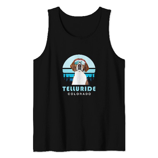 American Foxhound Winter Skis Telluride Colorado Dog Lover Tank Tops