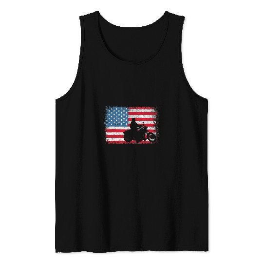 american flag biker motorcycle usa flag 4th of july men boys 1 Tank Tops