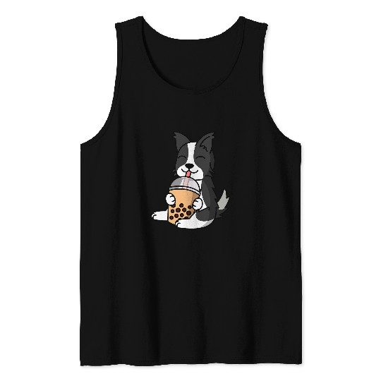 Boba Bubble Milk Tea Border Collie Dog 2 Tank Tops