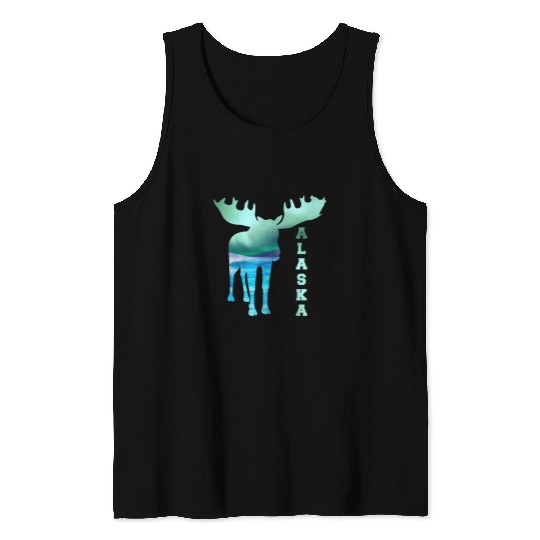 Alaska Moose Souvenir Keepsake Alaskan Northern Lights Adult 1 Tank Tops