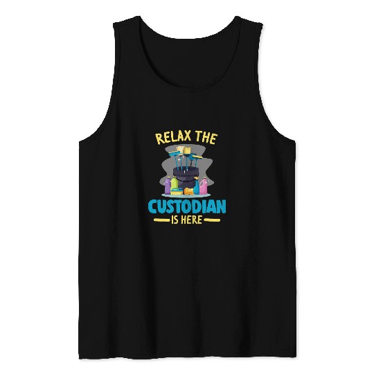 Funny School Custodian Cleaning Janitor Caretaker Tank Tops