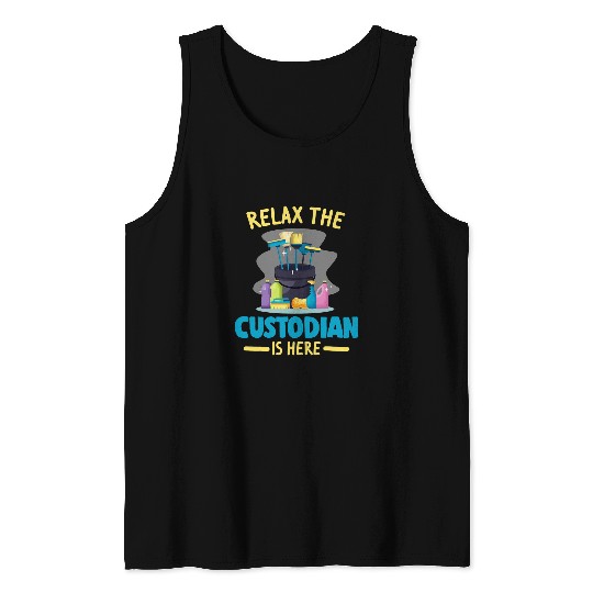 Funny School Custodian Cleaning Janitor Caretaker Tank Tops