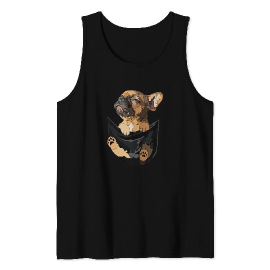 Frenchie In Pocket French Bulldog Mom Dad Dog Lover Tank Tops