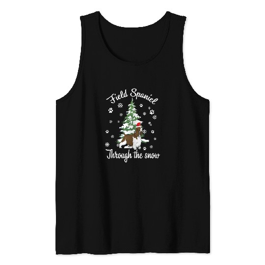 Field Spaniel Through The Snow Christmas Dog Lovers Tank Tops