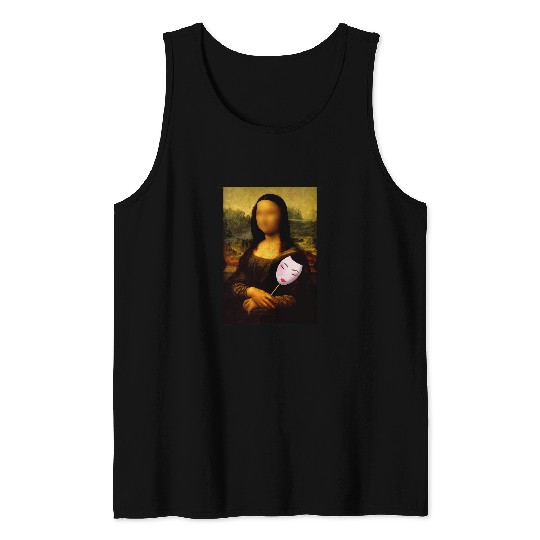 Funny Mona Lisa Art History Geisha Leonardo da Vinci Leonardo Da Vinci Tank Tops