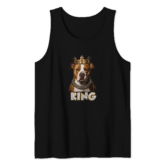 Baroque Renaissance King Pitbull Dog Portrait Tank Tops