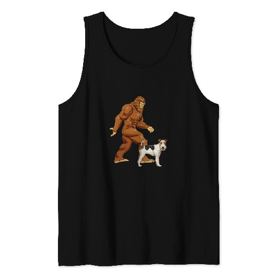 Funny bigfoots Walking Wire Fox Terrier Sasquatch Dog Tank Tops