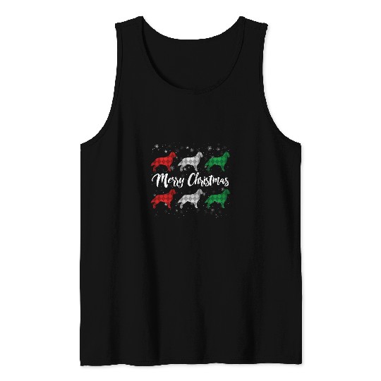 Flat Coated Retriever Merry Christmas Argyle Dog Tank Tops