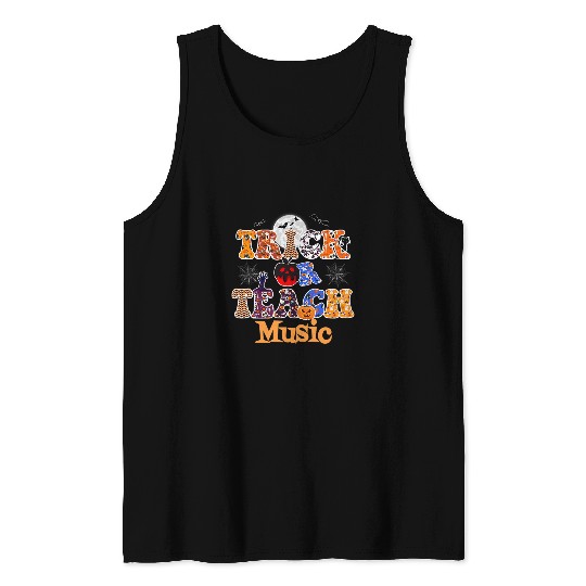 Elementary Music Teacher Trick or Teach funny Halloween Tank Tops