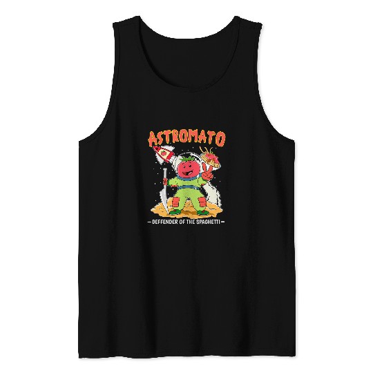 Lacrosse Gift Funny Astro Tomato Spaghetti Defender Pasta Spaceman Tank Tops