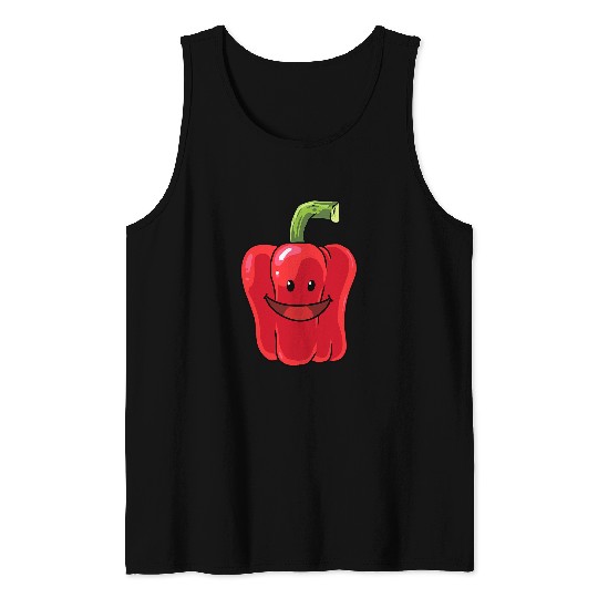 Red Bell Pepper Vegetable Vegan Hobby Gardener Funny Humor Tank Tops
