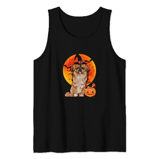 Dog Halloween Pekingese Jack O Lantern Pumpkin Tank Tops
