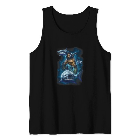 Aquaman Movie Swimming with Sharks Tank Tops