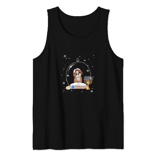 Hanukkah Shih Tzu Dog Snow Globe Pajama Tank Tops