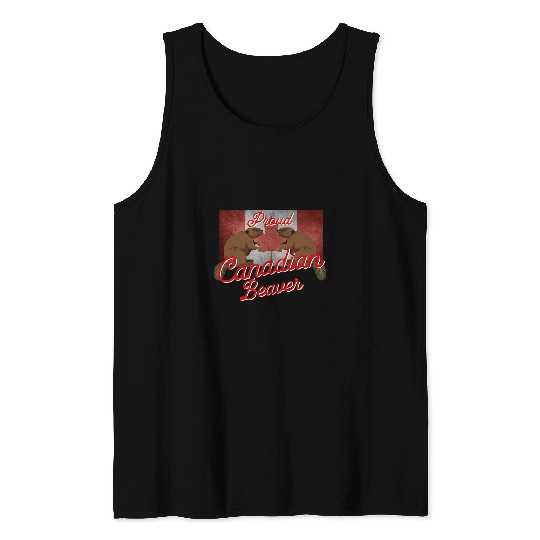 Proud Canadian Flag Canada Beaver 21 Tank Tops