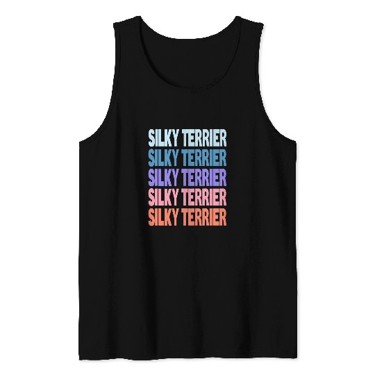 Funny Modern Repeated Text Design Silky Terrier Tank Tops