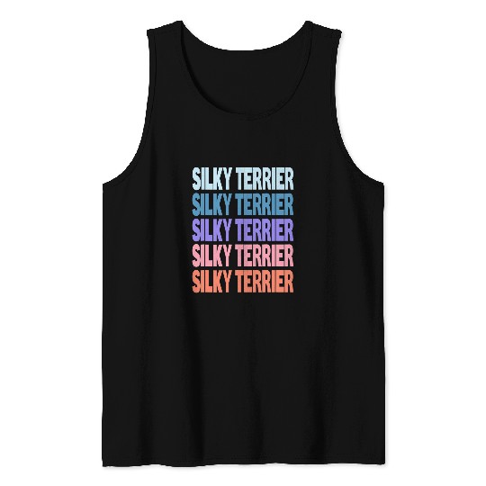 Funny Modern Repeated Text Design Silky Terrier Tank Tops