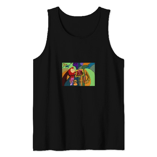 Funny Colourful Creatures Abstract Art Original uniques Pizza Tank Tops