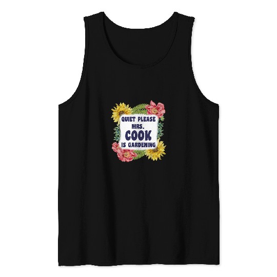 Funny Garden Family Last Name Cook Gardening for Women Tank Tops