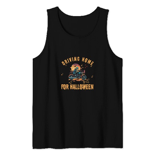 Driving homes For Halloween Humor Motorbike Funny Skeleton Tank Tops