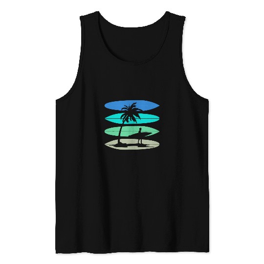 Surf Life Retro Surfboard Beach Surf Surfing Surfer Ocean Surfing Tank Tops