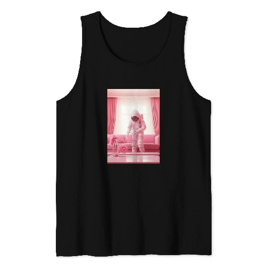 Astronaut Cleans Up In Bright Pink Room 4 Tank Tops