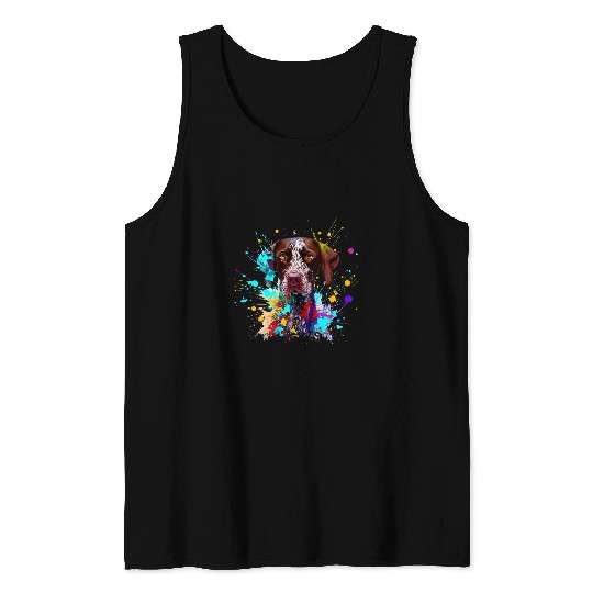 Colorful German Shorthaired Splashes Of Paint Art Dog Tank Tops