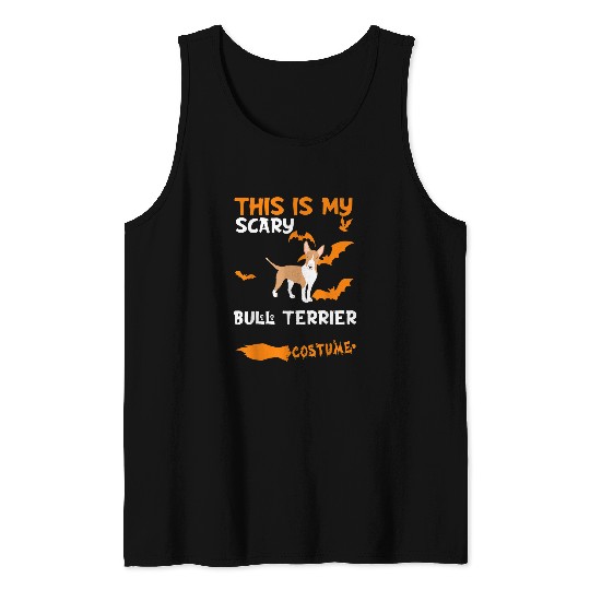 Bull Terrier Brown White Costume Halloween Lazy Scary Dog Tank Tops