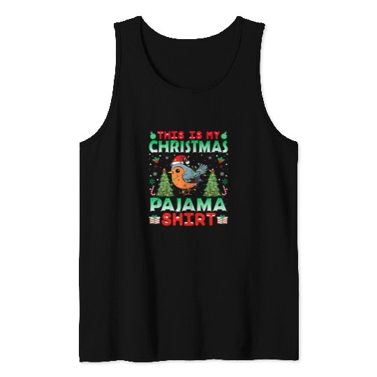 Robin Christmas Hat Pajama   2xmass Robin Lover Tank Tops