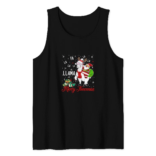 Llama Lover Christmas Llama Santa fa la la llama night Tank Tops