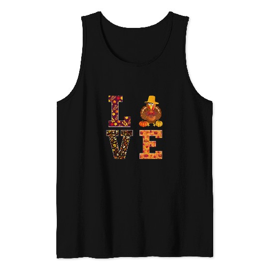 Love Turkey Thanksgiving Happy Fall Yall Autumn 3 Tank Tops