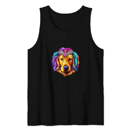 Golden Retriever Dog Mardi Gras Costume for Men Women Tank Tops