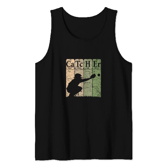 Baseball Periodic Table Elements Nerd Baseball Catcher Retro Tank Tops