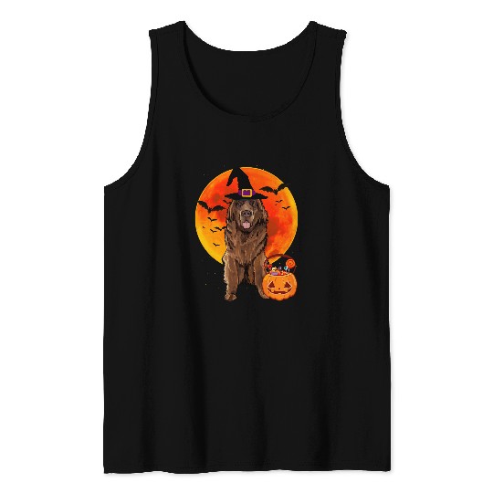 Dog Halloween Newfoundland Jack O Lantern Pumpkin Tank Tops