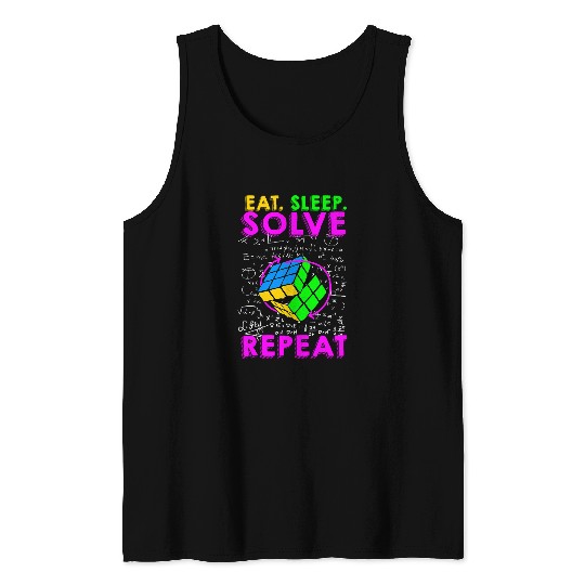 Eat Sleep Solve Repeat Math Speed Cubing Genie Cube 28 Tank Tops
