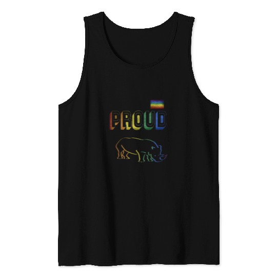 Proud Rhinoceros LGBT Flag Pride Clothing Transgender Pride Tank Tops