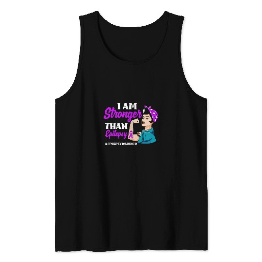 I Am Stronger Than Epilepsy Warrior Epilepsy Awareness Tank Tops