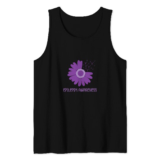 daisy ribbon we wear purple for epilepsy Awareness Tank Tops