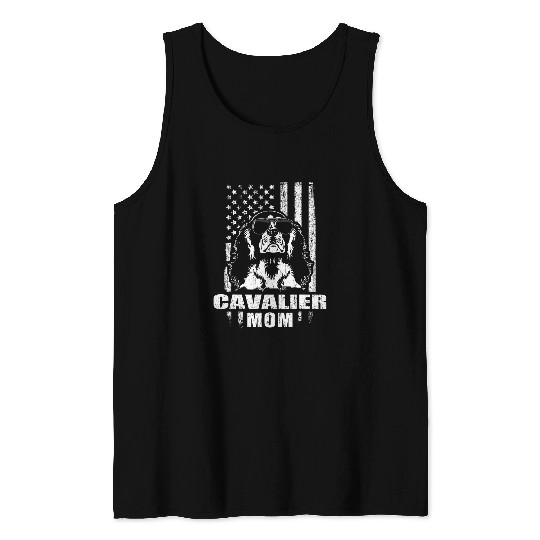 Cavalier Mom Cool vintages Retro Proud American Tank Tops