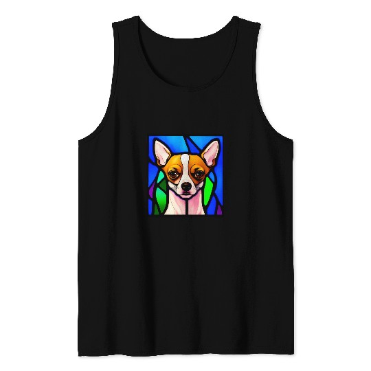 Chihuahua Stained Glass Pop Art 3 Tank Tops