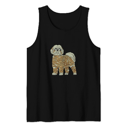 Shih Tzu Dog Mummy Halloween Costume Dog Lovers Tank Tops