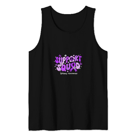 Groovy Support Squad Purple Ribbon Epilepsy Awareness Tank Tops