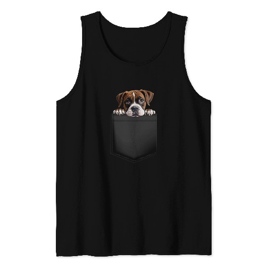 Boxer in Pocket Funny Dog Lover Tank Tops