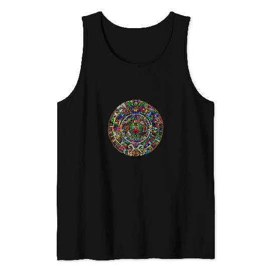 Aztec or Mayan Calendar Design on BACK Maya Men Women Kids 21 Tank Tops