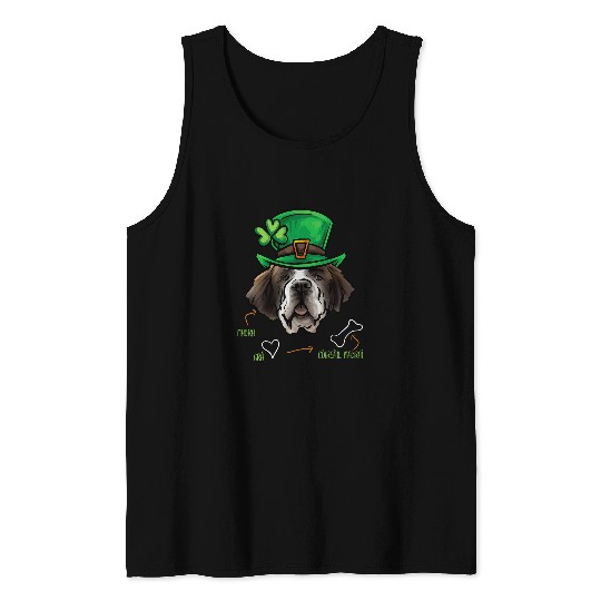 Funny St Patricks Day St Bernard Dog Saint Bernard Irish Tank Tops