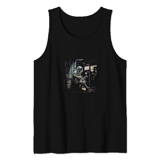 Astronaut Cowboy Guitar Musician Nashville Cool Graphic Art Tank Tops