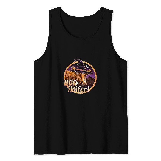 Cow Lover Boo Heifer 2Cute Witch Cow Halloween Costume Tank Tops
